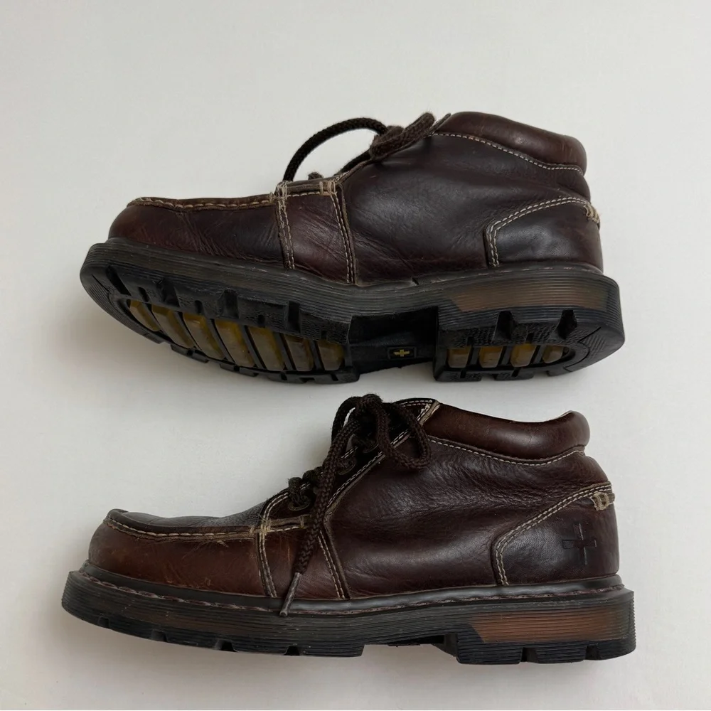 Vintage Dr. Martens 90s Brown Leather Chunky Lace Up Boots M Size 9 W Size 10